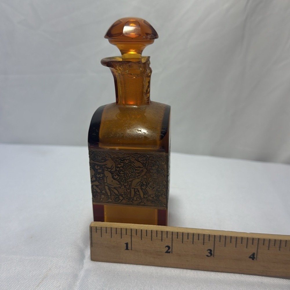 Moser Signed Art Nouveau Amber Glass Decorative Bottle - Picture 14 of 14